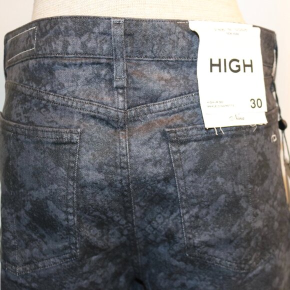 Rag & Bone Nina High Rise Ankle Cigarette Jeans Black Snake Foil SZ 30 NWT $255 - Picture 12 of 16